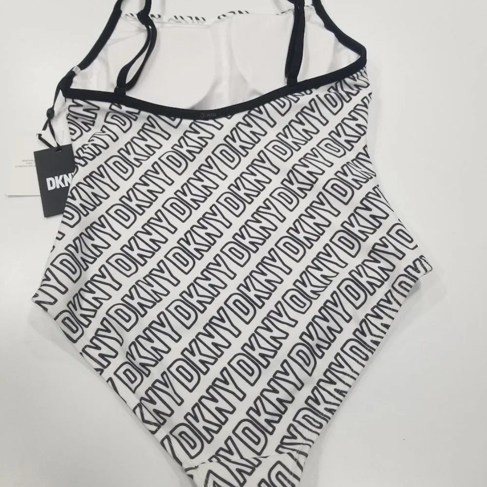 DKNY  Logo-Print One-Piece Swimsuit Size Medium - Picture 6 of 9